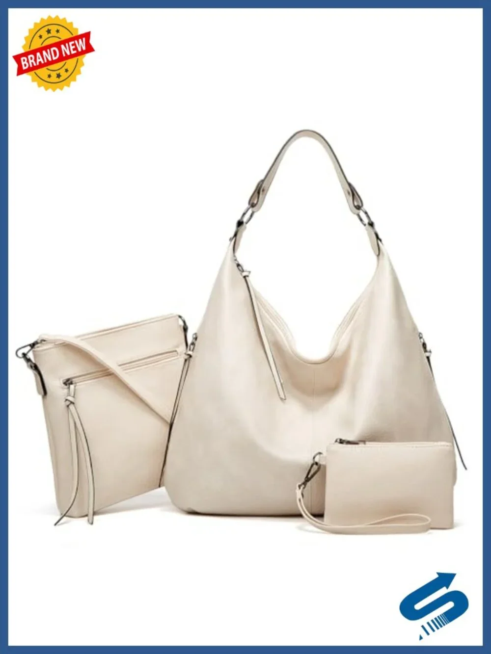 3-in-1 Hobo Crossbody Shoulder Handbags Set with PU Leather